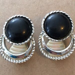 Vintage clip Sarah Coventry black earrings
